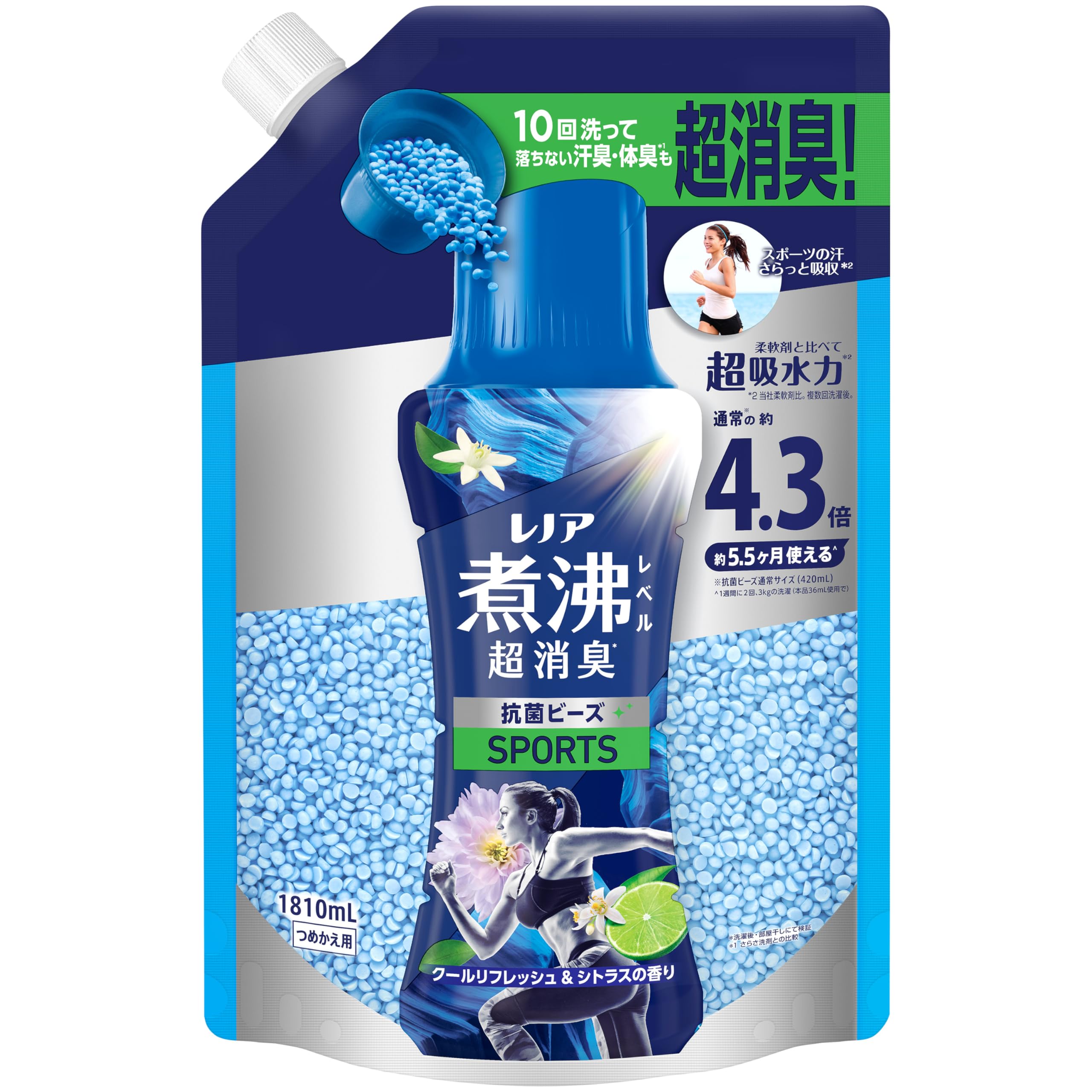 Amazon | レノア 煮沸レベル超消臭 抗菌ビーズ SPORTS クール